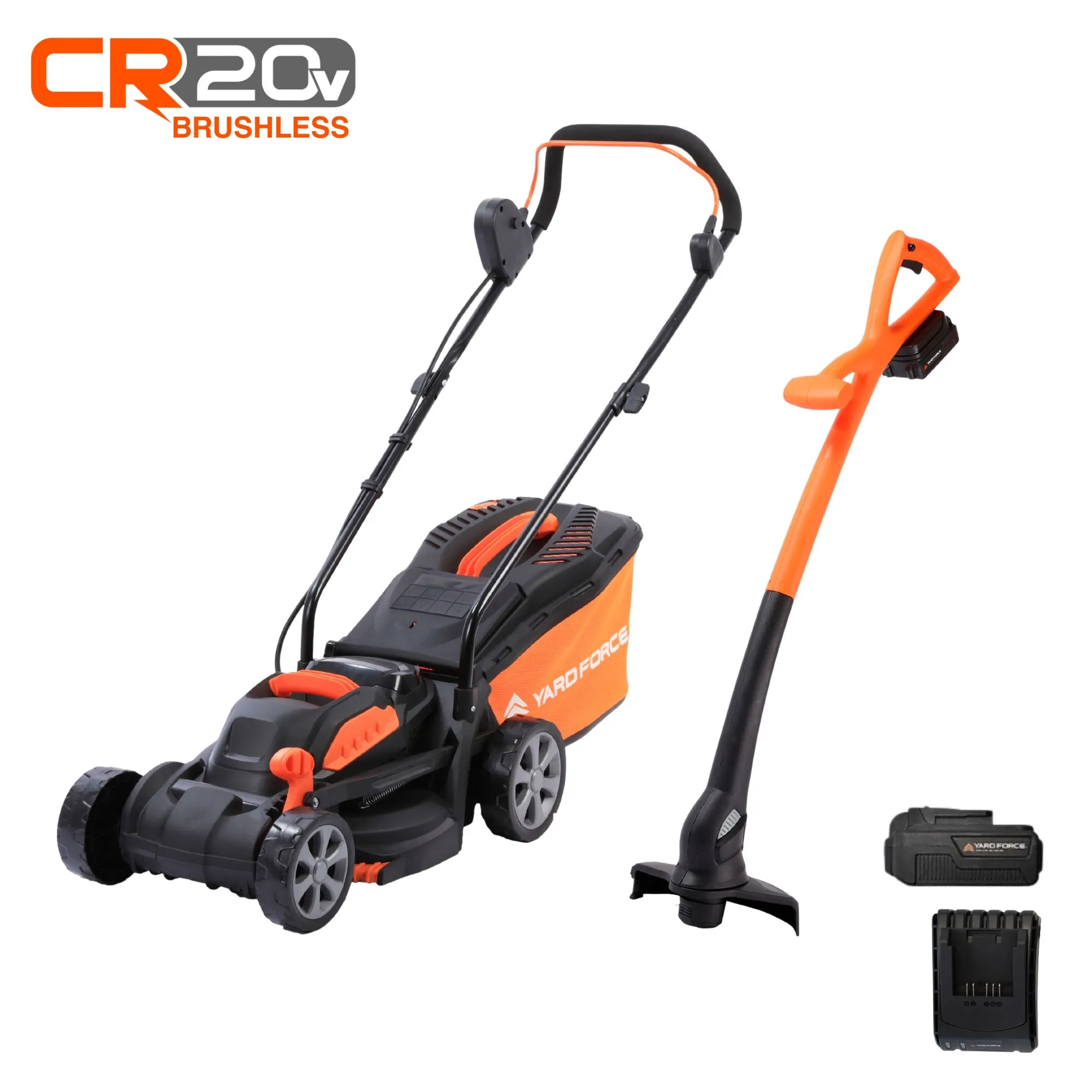 Yard Force 20V 33cm Brushless Cordless Lawnmower & Trimmer Lawn Care Twin Pack