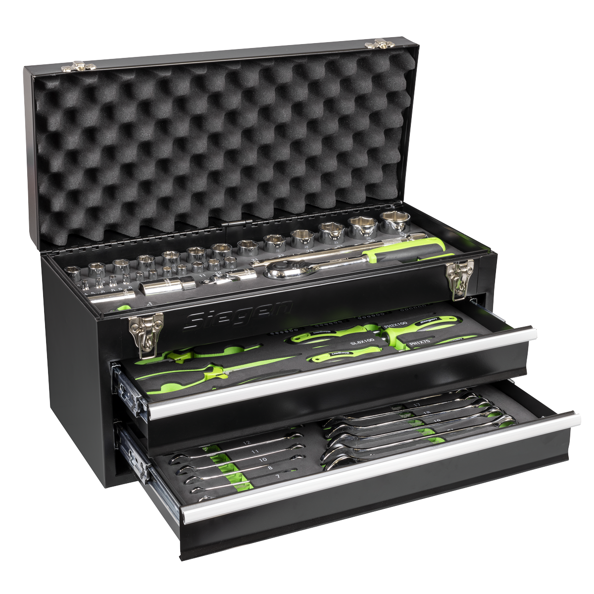Siegen Portable 2-Drawer Tool Chest with 90 Piece Tool Kit