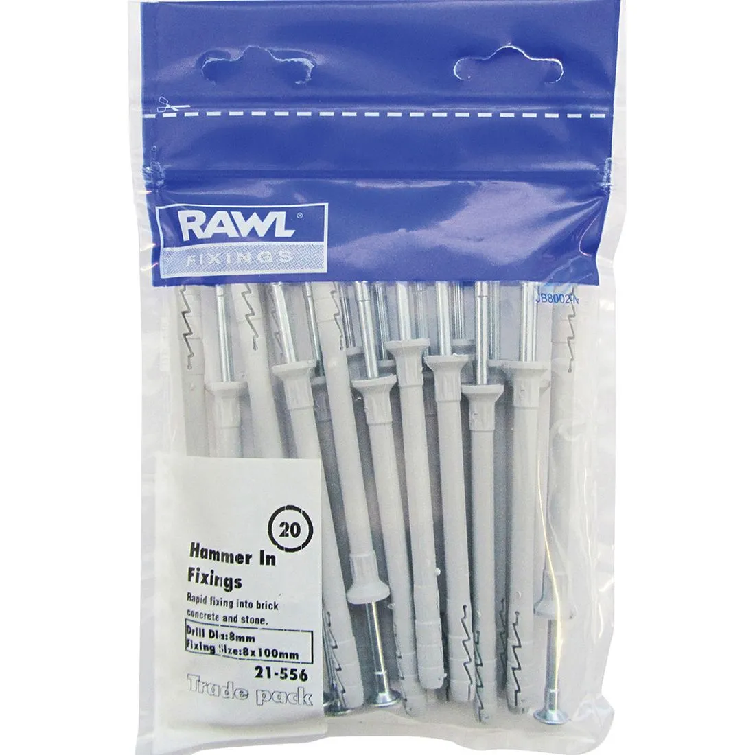 Rawlplug Hammer Fixers 8 x 80mm Pack of 20