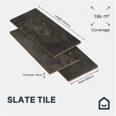 Slate Black Natural Slate Effect Structured Laminate Flooring 1.86m²