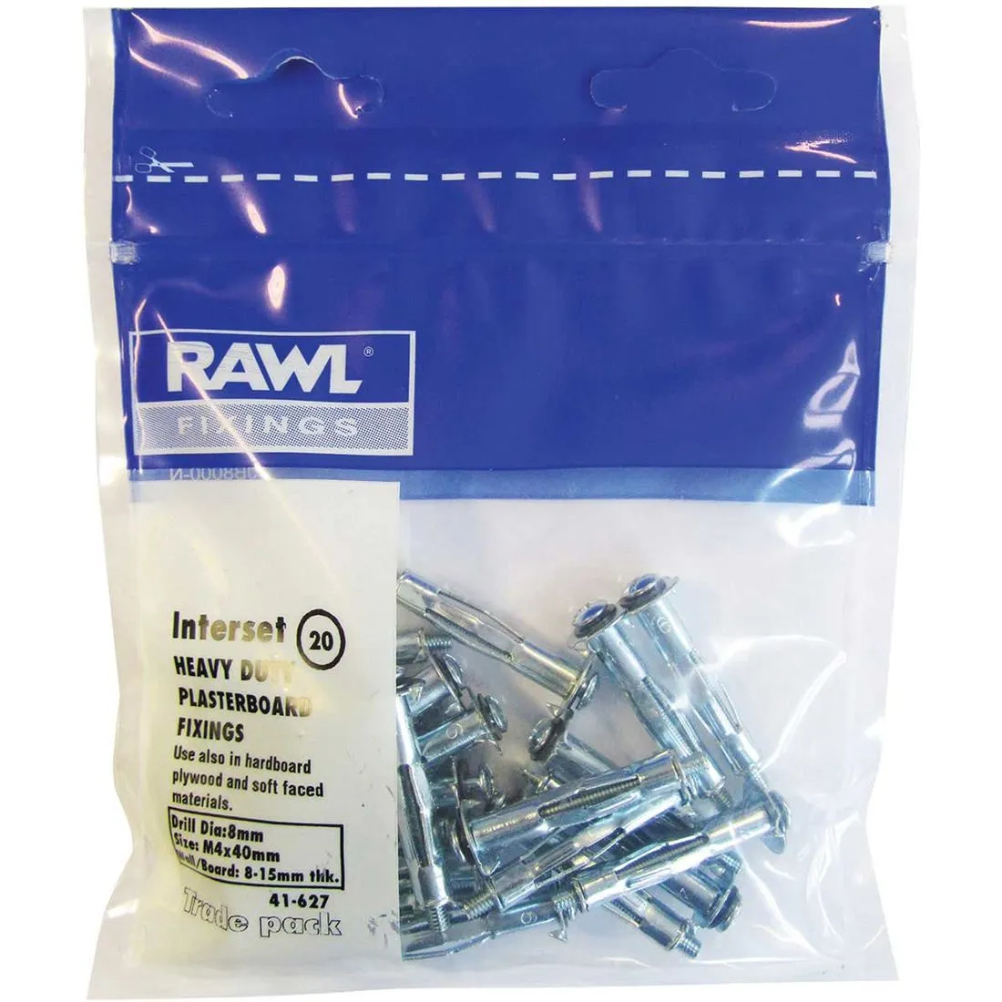Rawlplug Interset and Screws M5 x 65mm Pack of 20