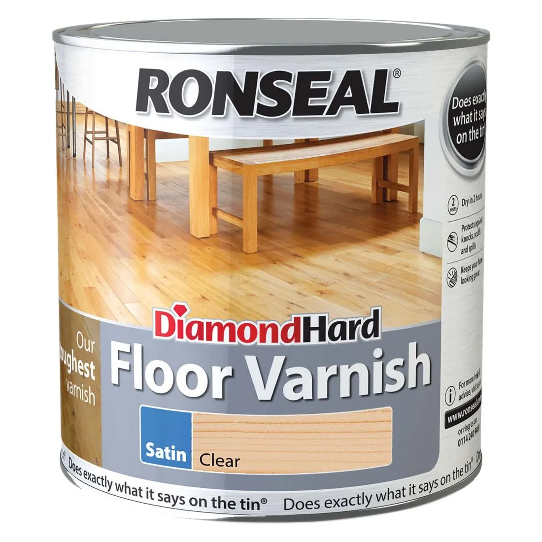 Ronseal Diamond Hard Floor Varnish Clear Satin 5L
