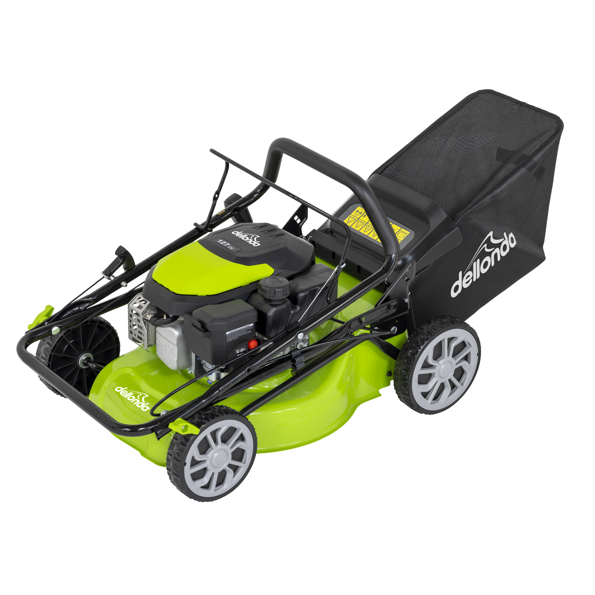 Dellonda Hand-Propelled Petrol Lawnmower Grass Cutter, 127cc 16"/41cm 4-Stroke
