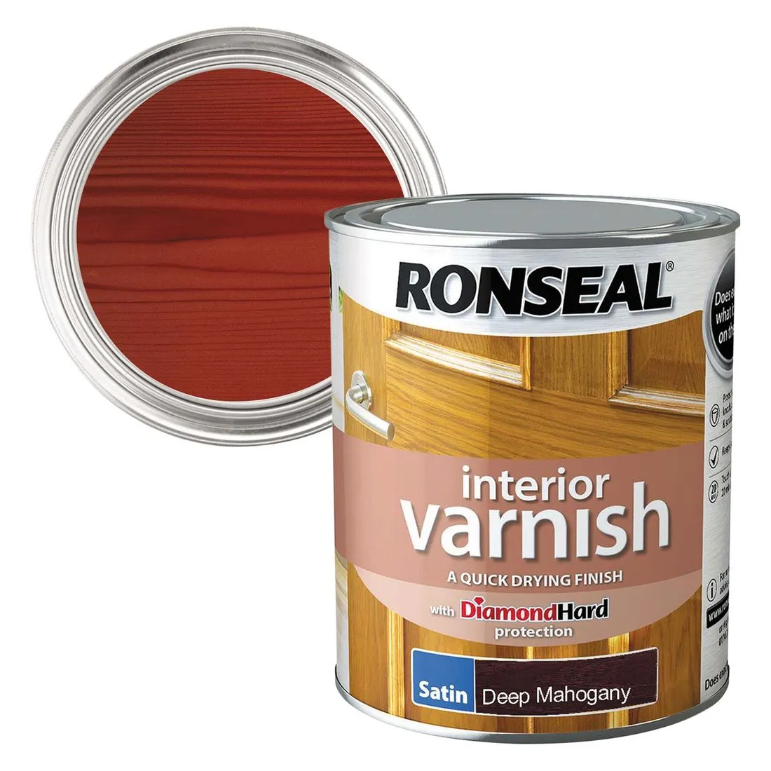 Ronseal Interior Varnish Deep Mahogany Satin 750ml