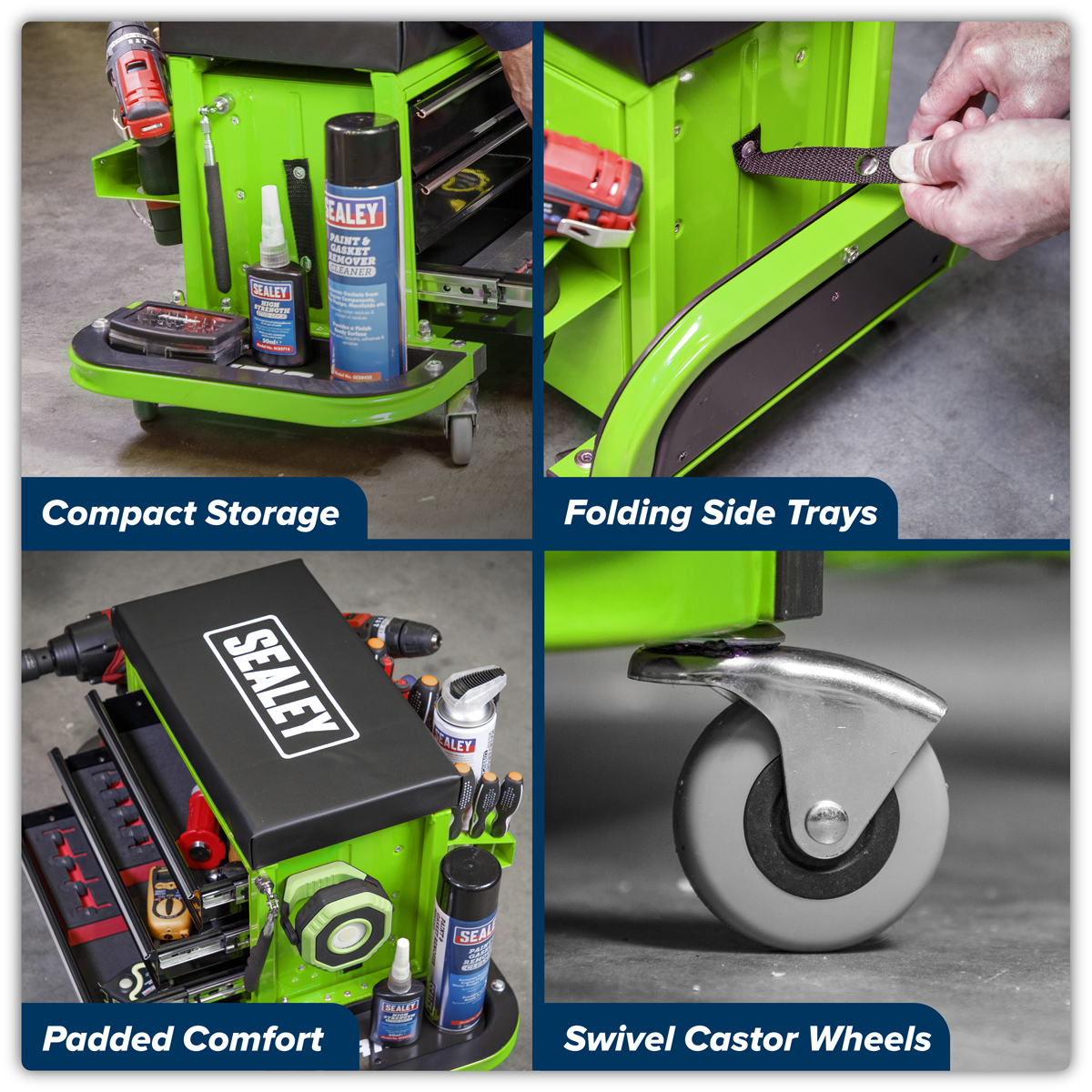 Mobile Padded Utility Seat & Tool Storage