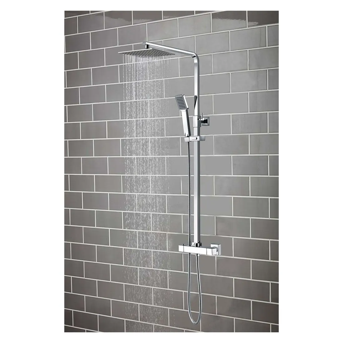 Plaza Square Bar Rigid shower Valve and Twin Head Kit