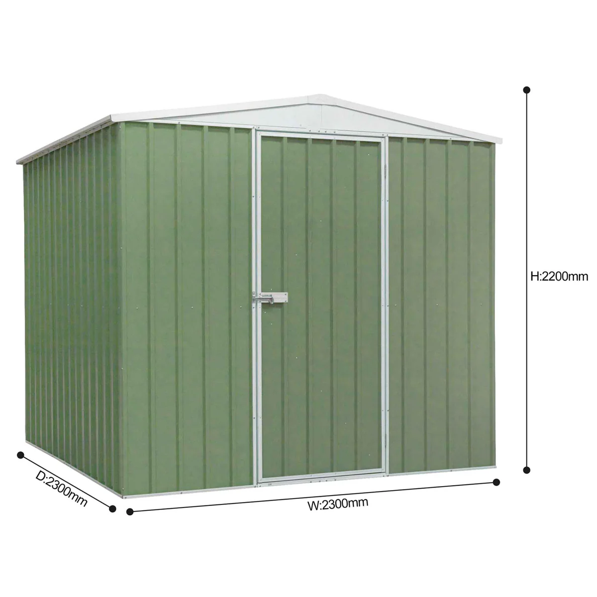 Dellonda Galvanized Steel Green Storage Shed Apex Style Roof