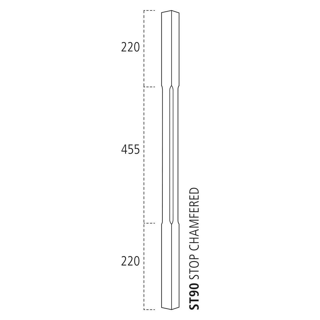 Stop Chamfered Pine Stair Spindle 32 x 895mm