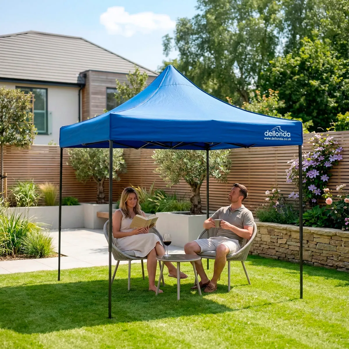 Dellonda Premium 2 x 2m Pop-Up Gazebo, Water-Resistant Fabric, with Carry Bag & Weight Bags