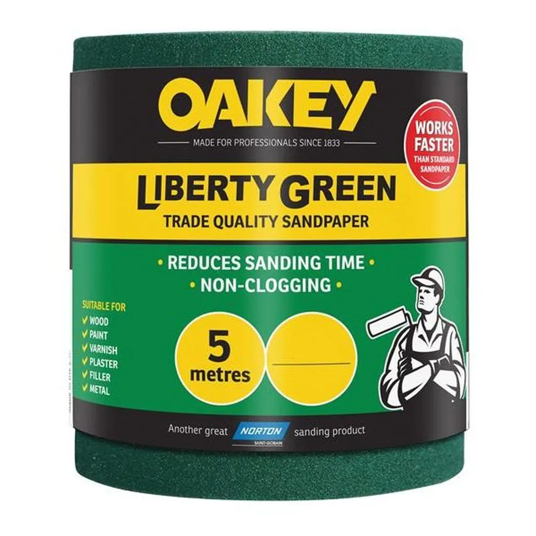 Oakey Liberty Green Sanding Roll 115mm x 5m Coarse 60G
