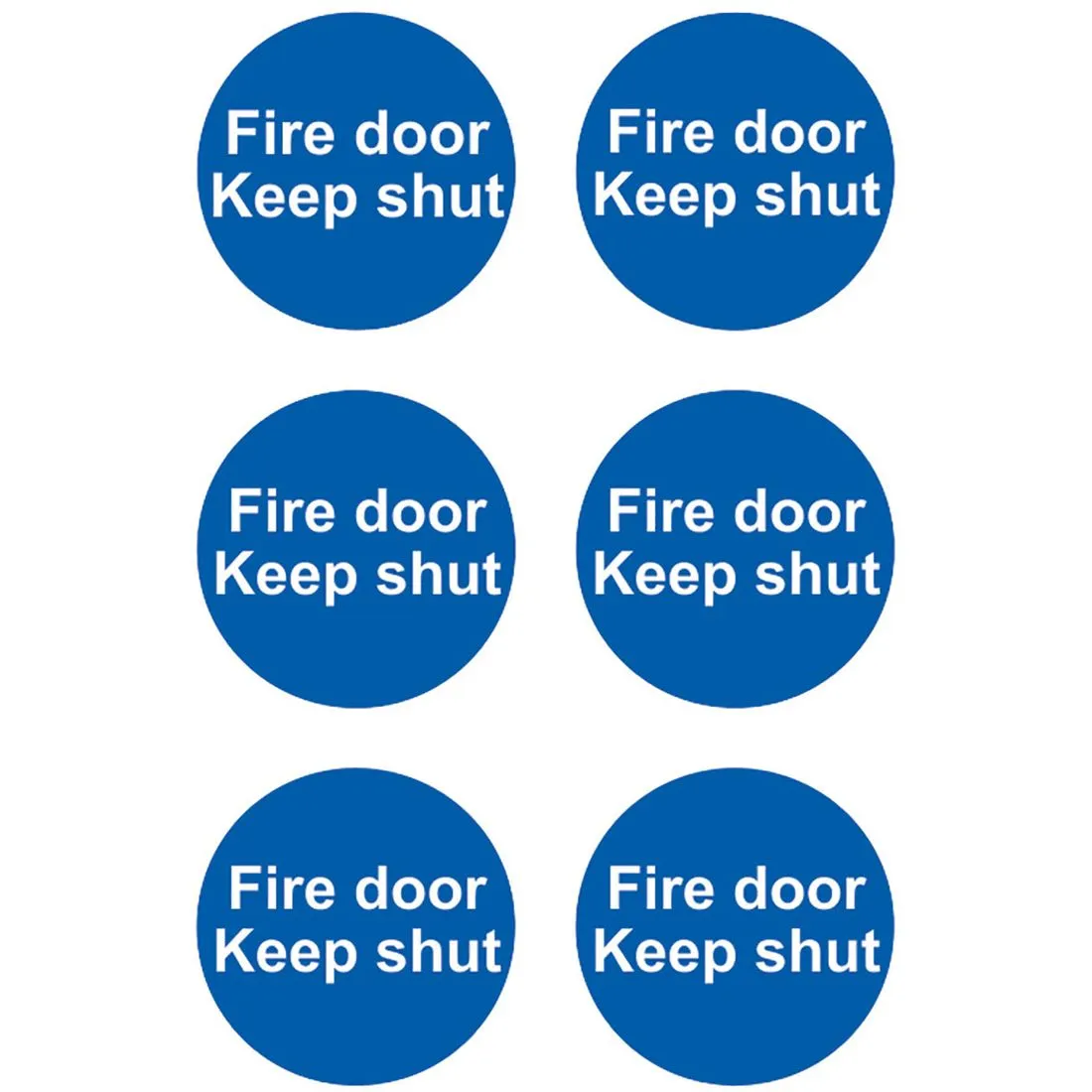 Fire Door Keep Shut Sign 100 x 100mm Pack 6 Self Adhesive