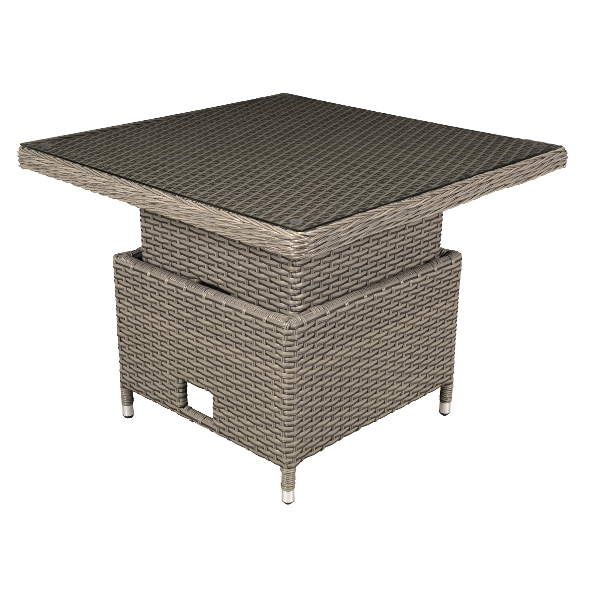 Dellonda Chester Rattan Wicker Adjustable-Height Outdoor Dining Table