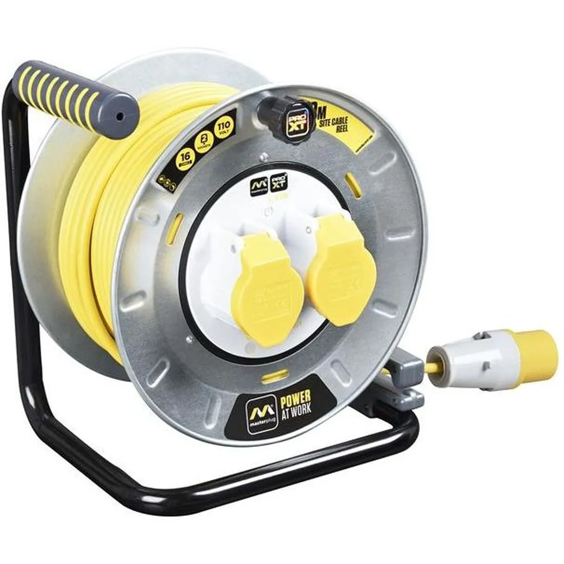 Masterplug PRO-XT Metal Cable Reel 110V 16A Thermal Cut-Out 30m