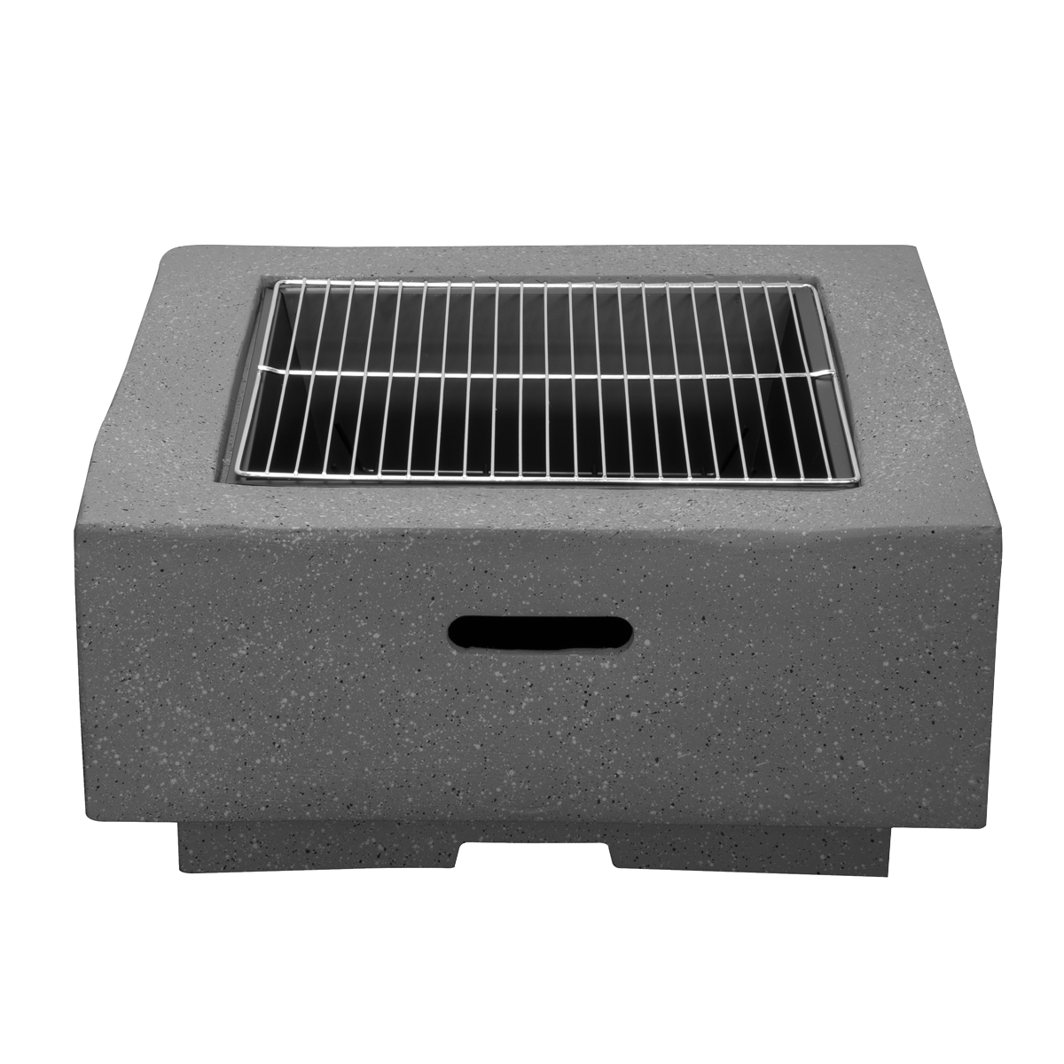 Dellonda Square MgO Fire Pit with BBQ Grill, Safety Mesh Screen - Dark Grey