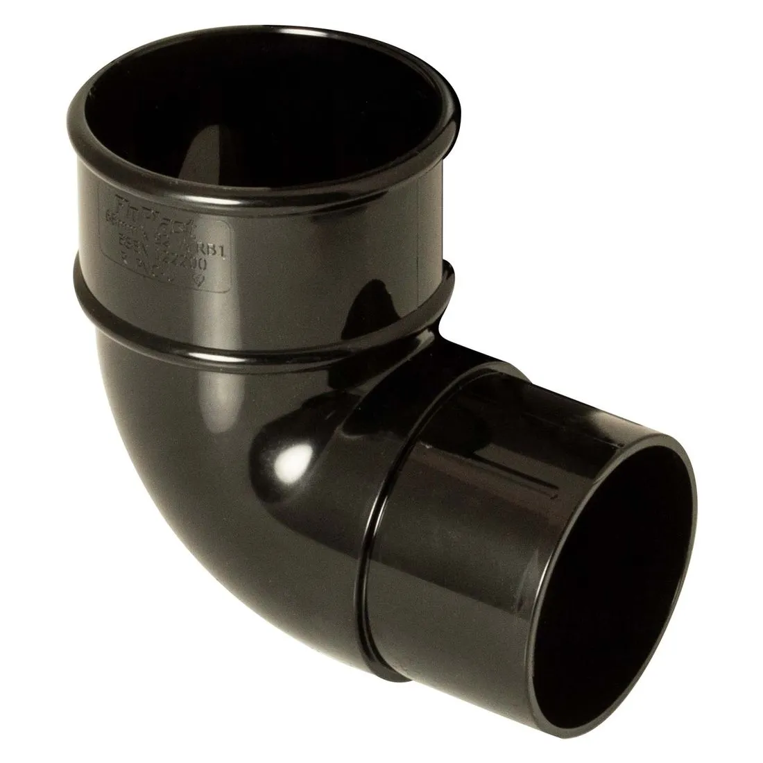 FloPlast Black 68mm Round Downpipe 92.5 Degree Offset Bend