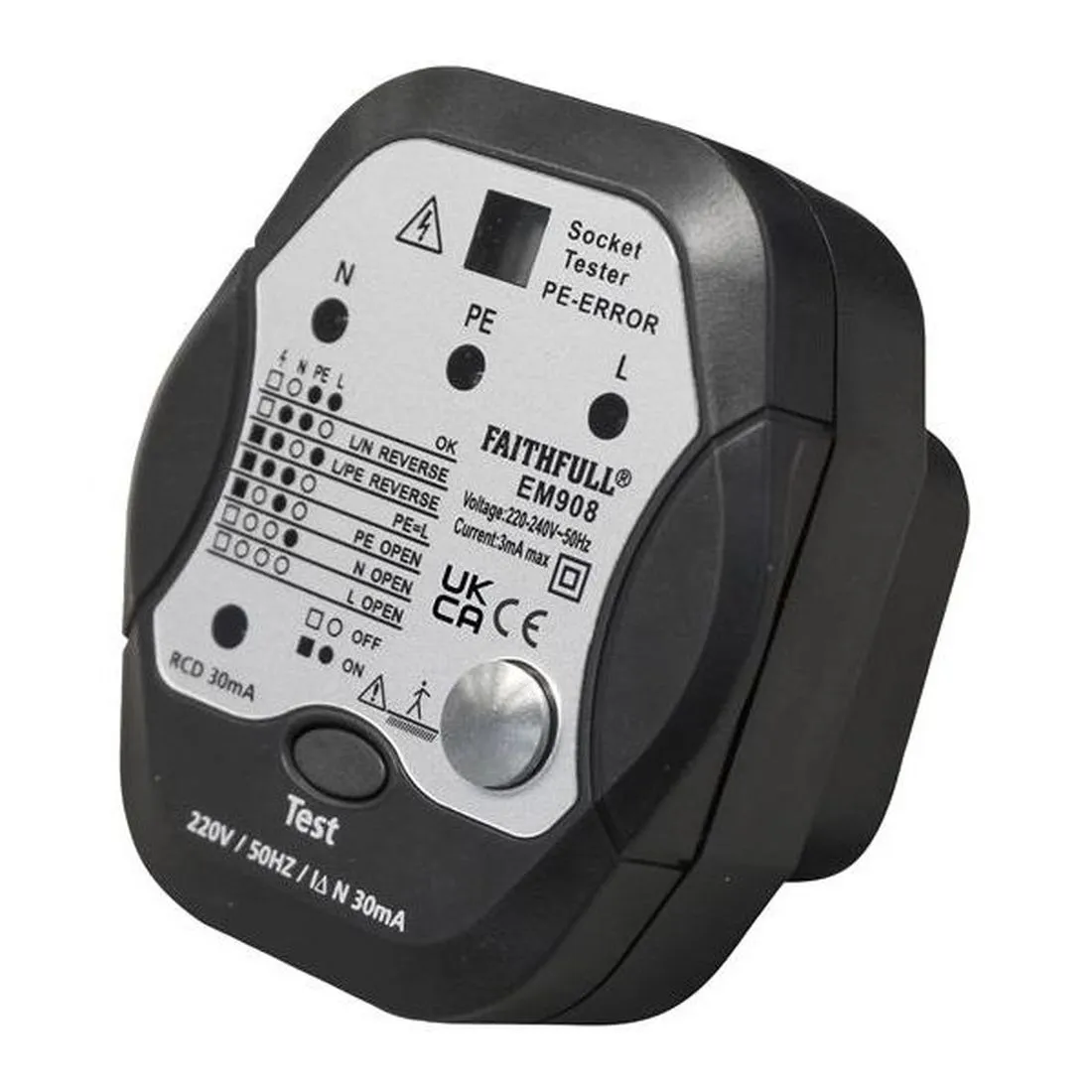 Faithfull Socket Polarity Tester with RCD Test Function