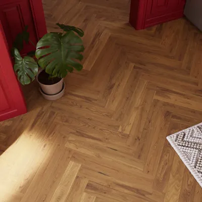 Visby Herringbone Blonde Wood Effect Oak Solid Wood Flooring 1.94m²