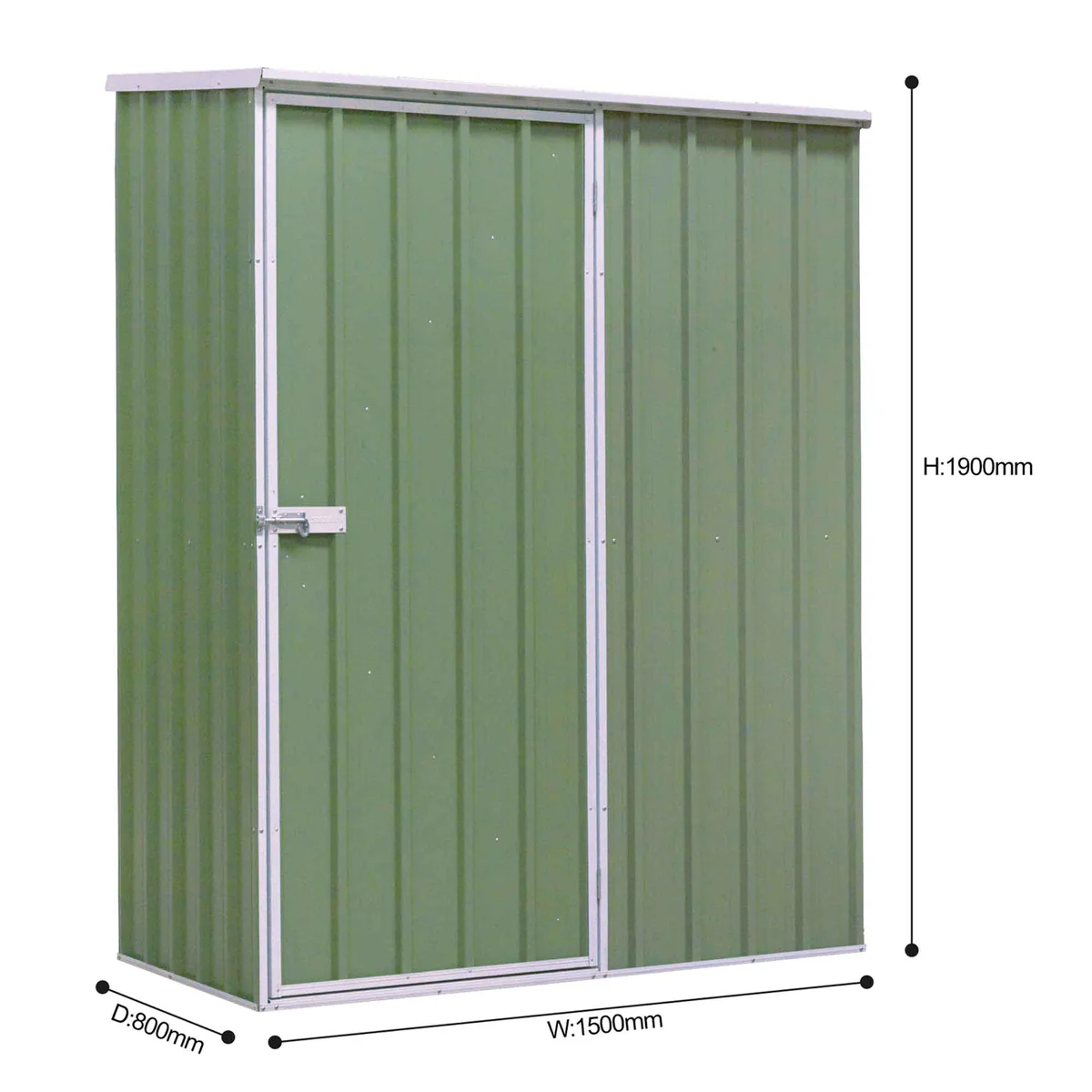 Dellonda Galvanized Steel Green Storage Shed Pent Style Roof