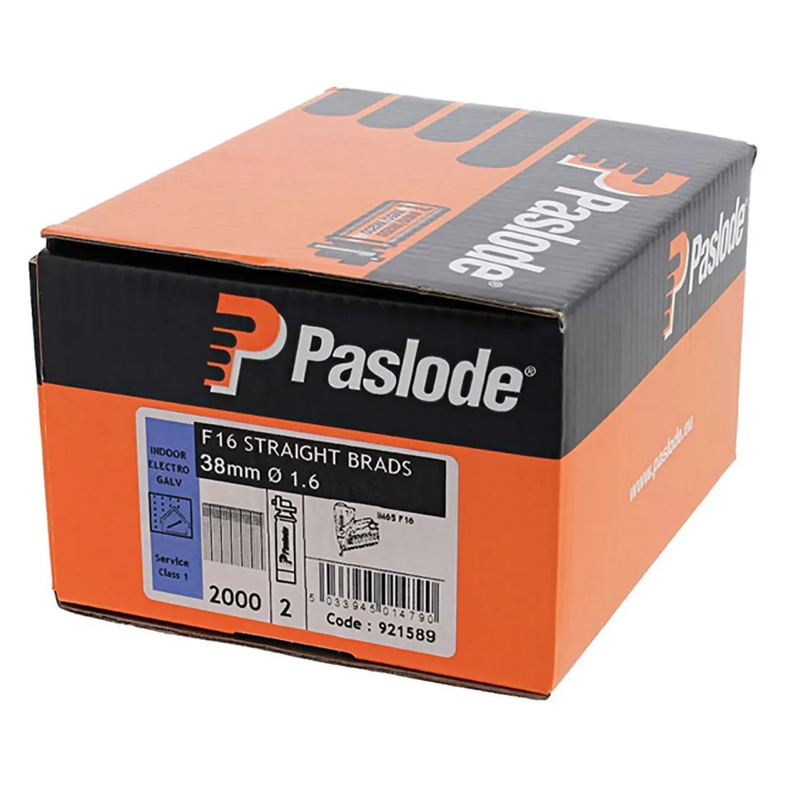 Paslode IM65 STRAIGHT Brad Fuel Pack F16 x 38mm Galvanised Qty 2000 and 2 Fuel Cells