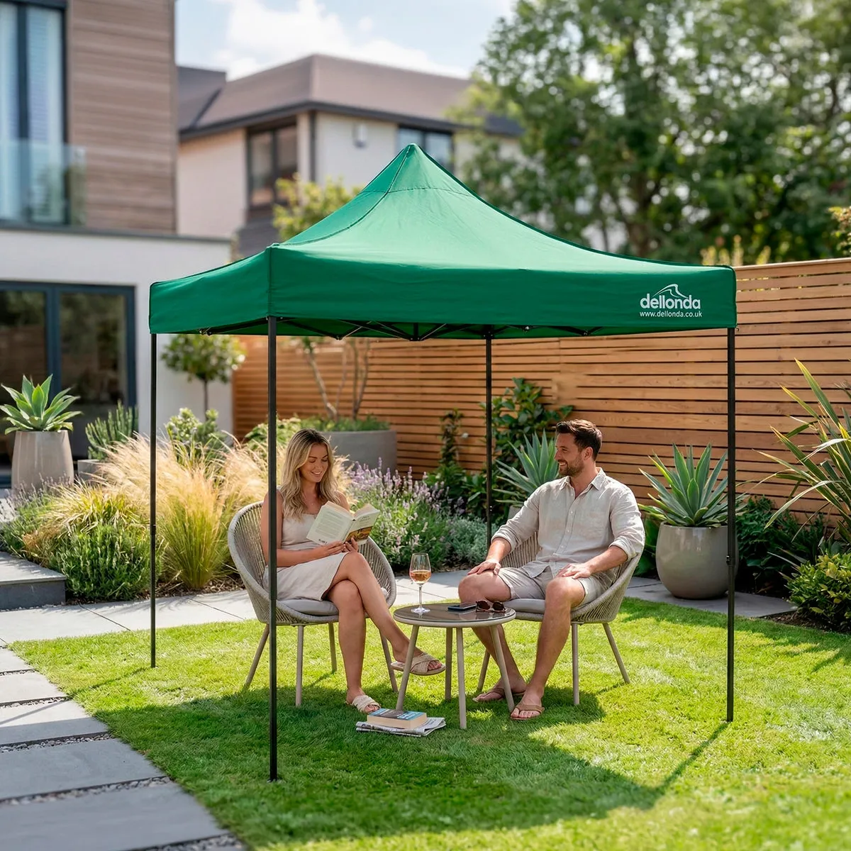 Dellonda Premium 2 x 2m Pop-Up Gazebo, Water-Resistant Fabric, with Carry Bag & Weight Bags