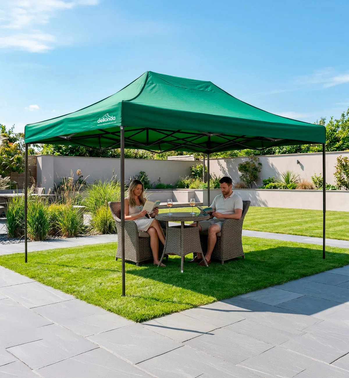 Dellonda Premium 3x4.5m Pop-Up Gazebo, Heavy Duty Water-Resistant Fabric, Carry Bag & Weights