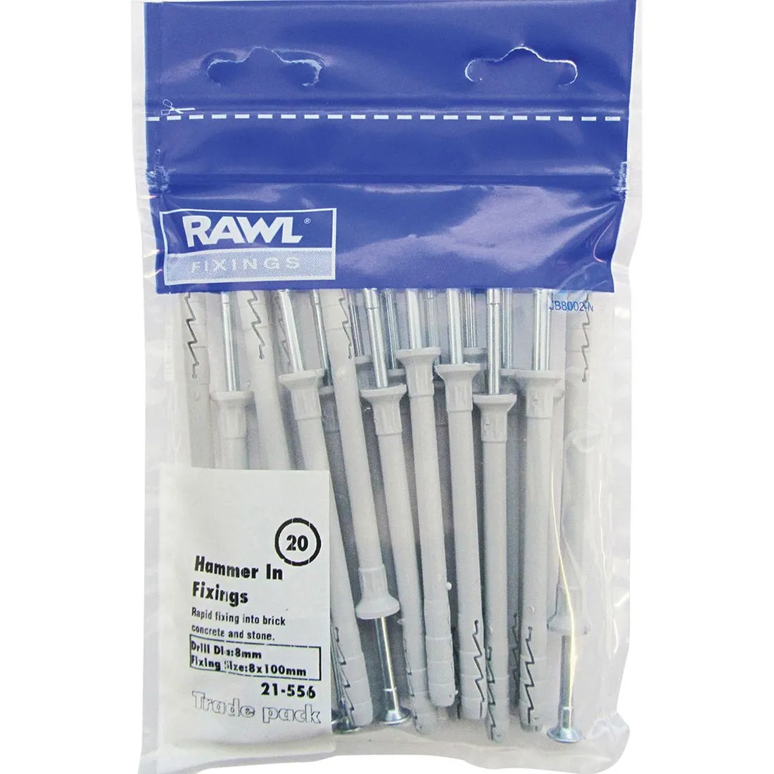 Rawlplug Hammer Fixers 8 x 100mm Pack of 20