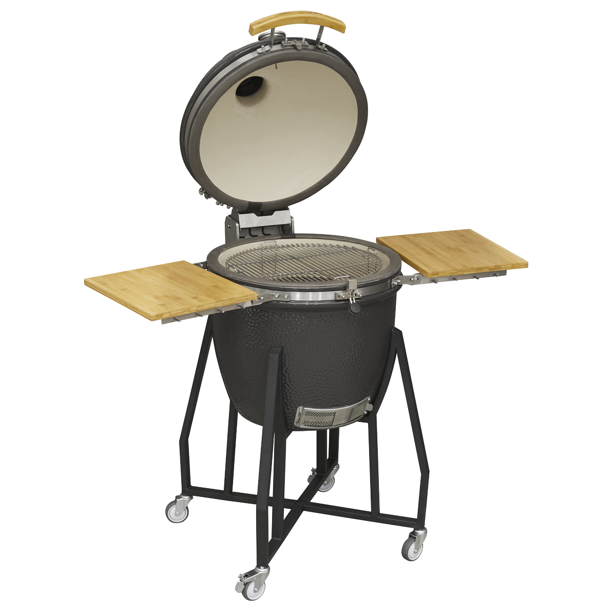 Dellonda Deluxe 22"(56cm) Ceramic Kamado Style BBQ with Wheeled Stand