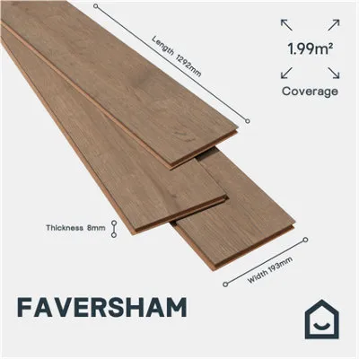 Faversham Natural Oak Effect Structured Laminate Flooring 1.99m²