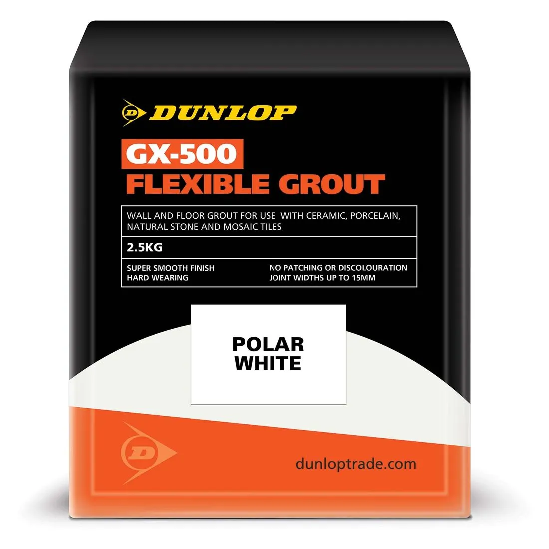 Dunlop Gx-500 Flexible Floor and Wall Tile Grout Polar White 2.5kg