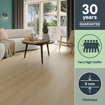 Broadstairs Natural Wood Effect Structured Laminate Flooring 1.99m²