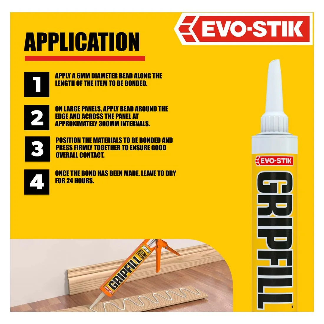 EVO-STIK GRIPFILL Solvent-Free Gap Filling Adhesive White 350ml