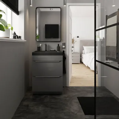 Slate Black Stone Design Tile Effect Laminate Flooring 2.53m²