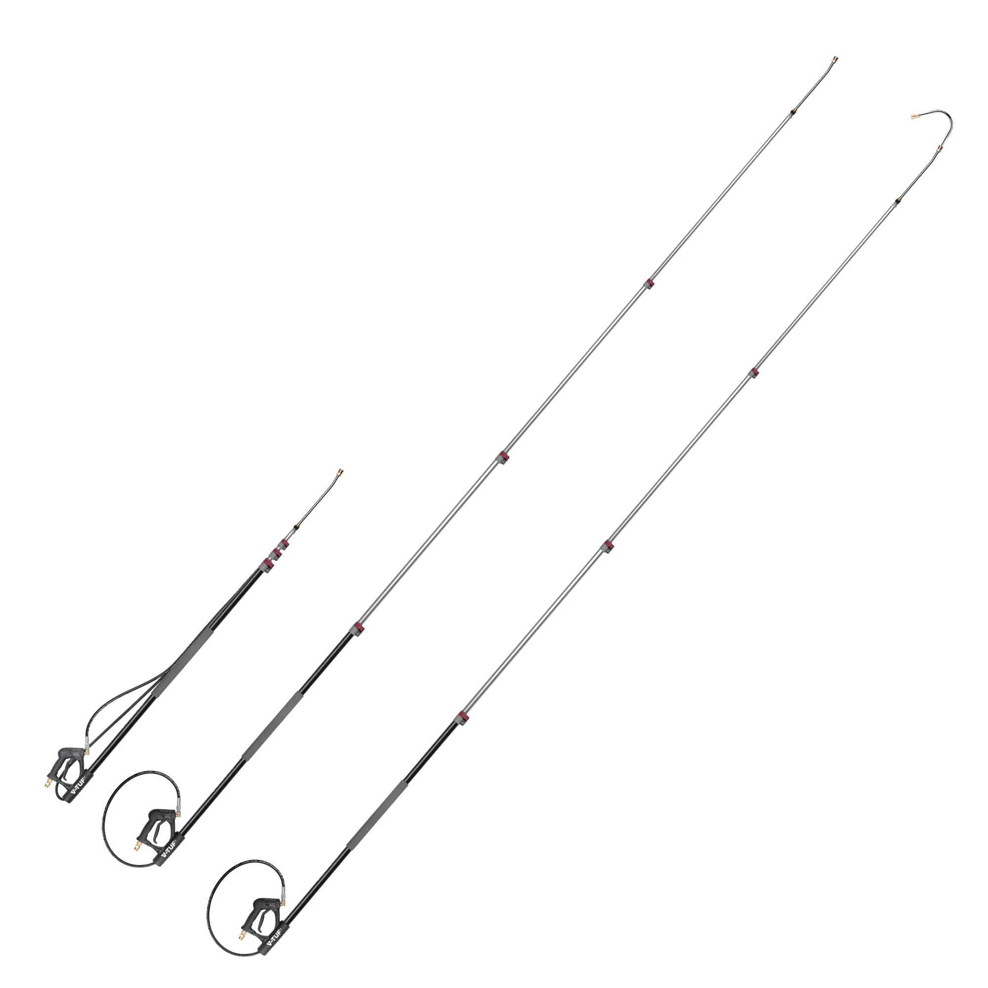 V-TUF Extendable Lance for Pressure Washers - 1.5 to 4m - with Belt & Gutter Cleaning Attachment