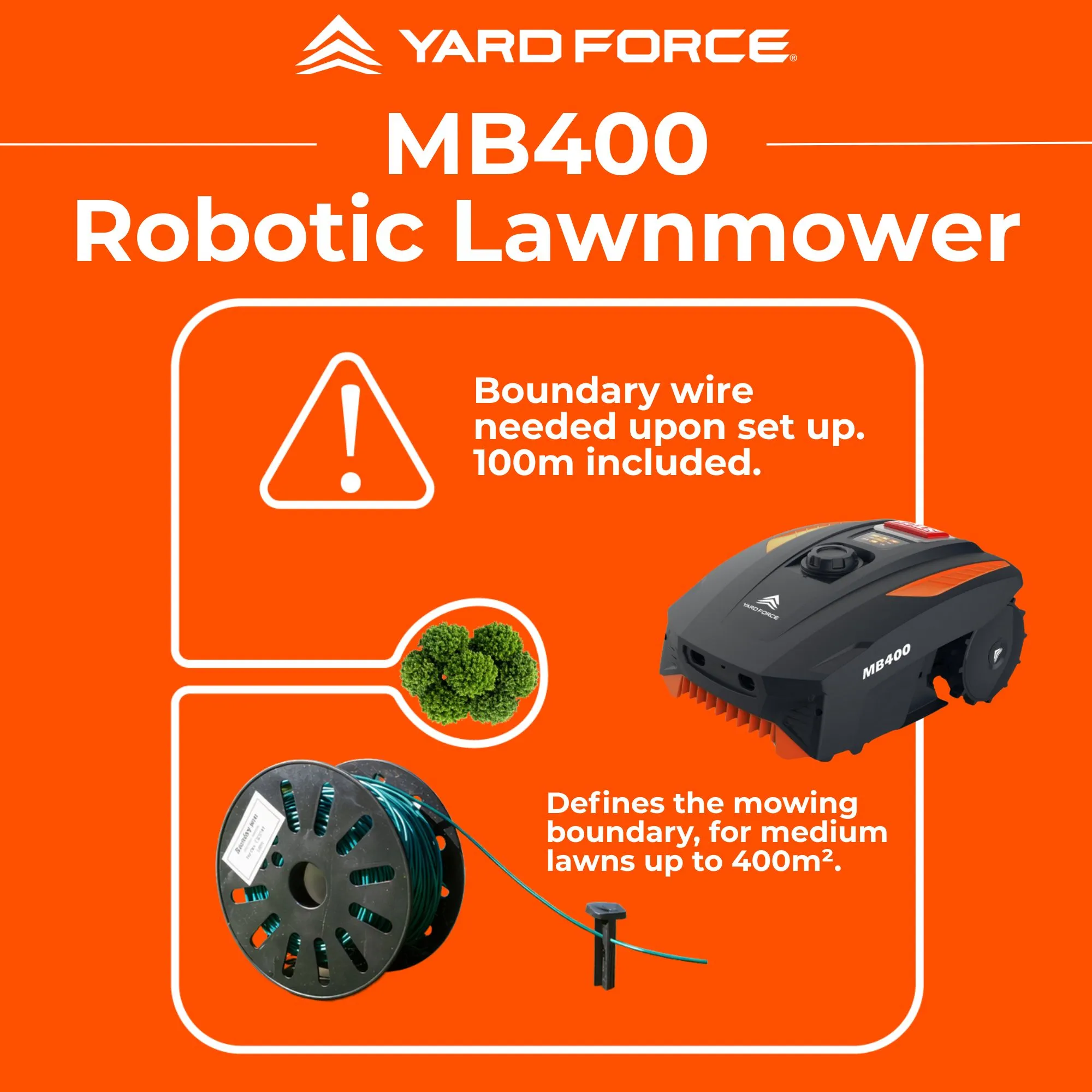 Yard Force MB400 App Controlled Robotic Lawnmower for Small Gardens up to 400m²