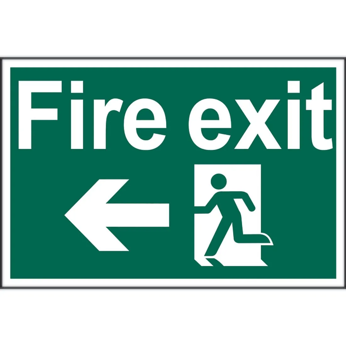 Fire Exit Arrow Left Sign 300 x 200mm Self Adhesive