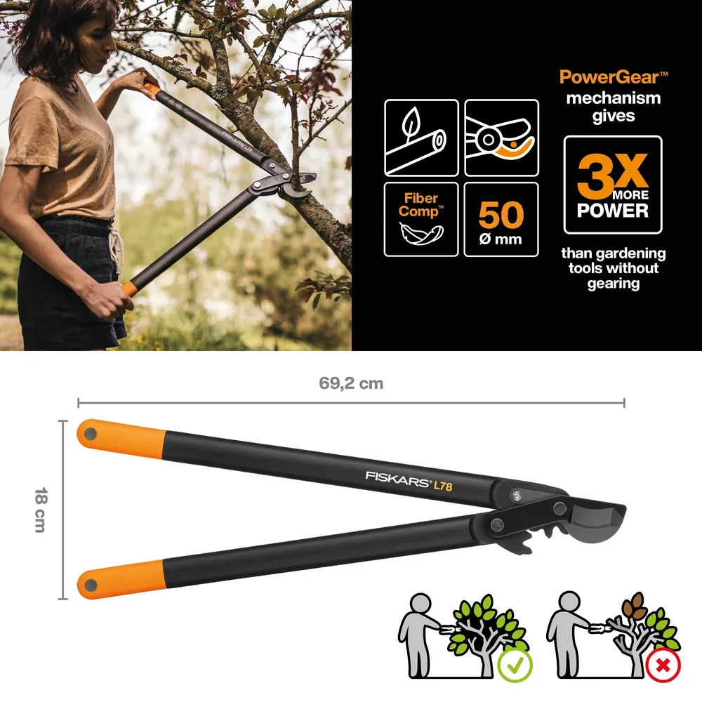 Fiskars Powergear Bypass Loppers - Large