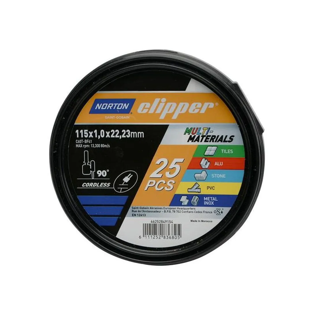 Norton Clipper Clipper Multi-Material Cutting Discs 115 x 22.23mm (Tub of 25)
