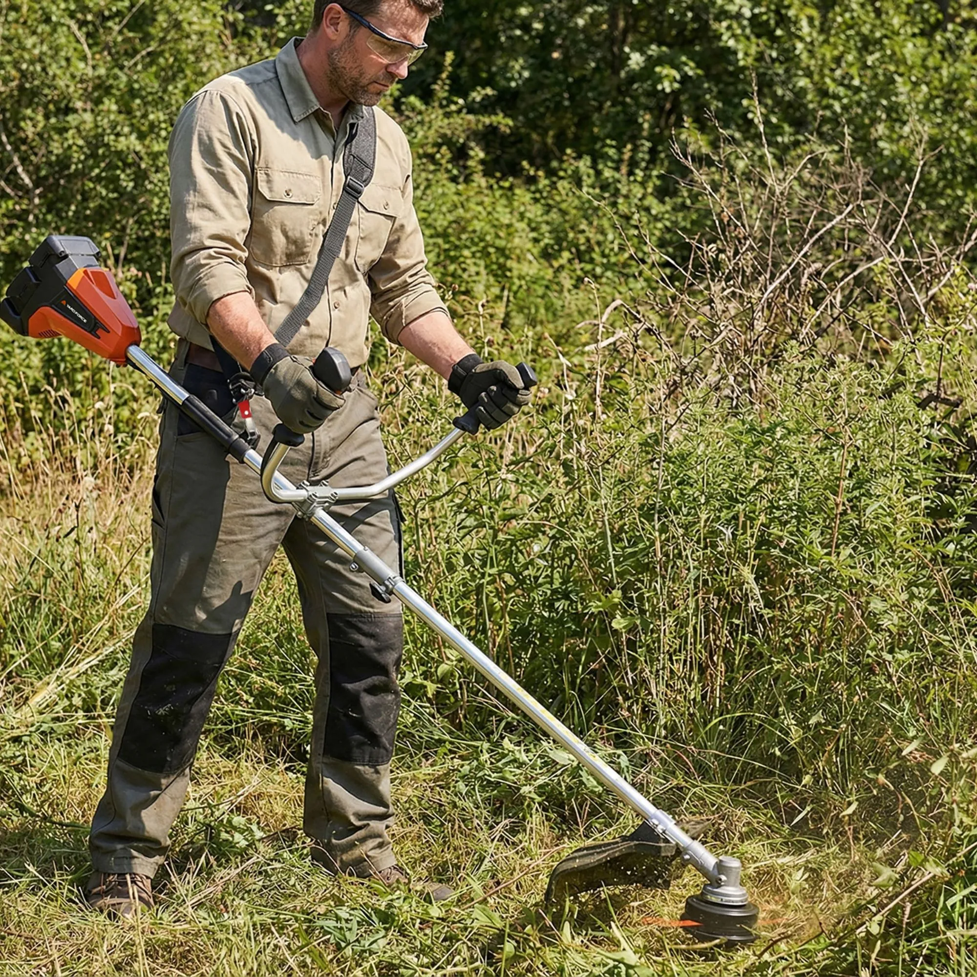 Yard Force 40V (2x20V) Cordless Brushless 2-in-1 Brush Cutter and Grass Trimmer