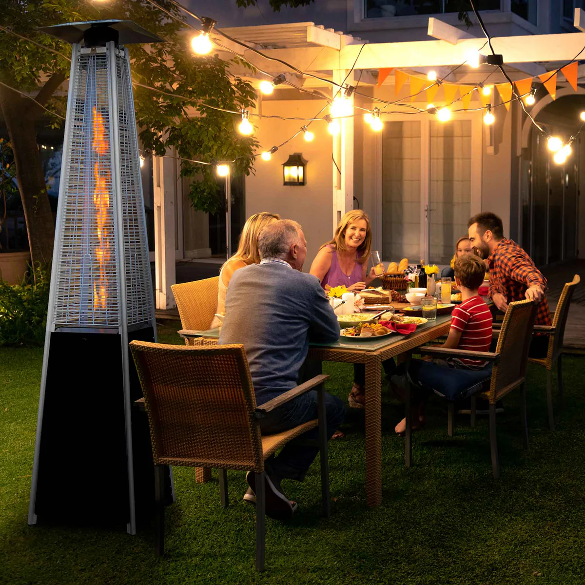 Dellonda Pyramid Gas Patio Heater 13kW for Commercial & Domestic Use - Black
