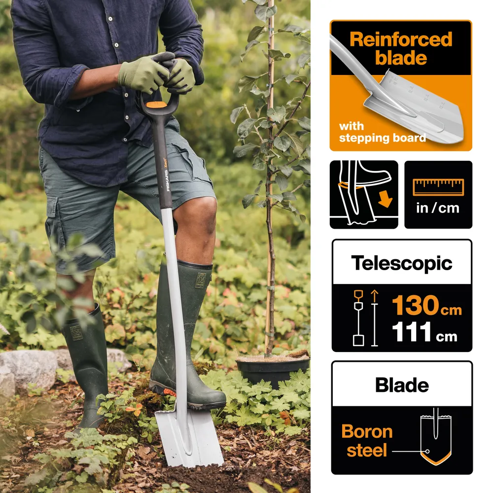 Fiskars Xact Telescopic Pointed Spade