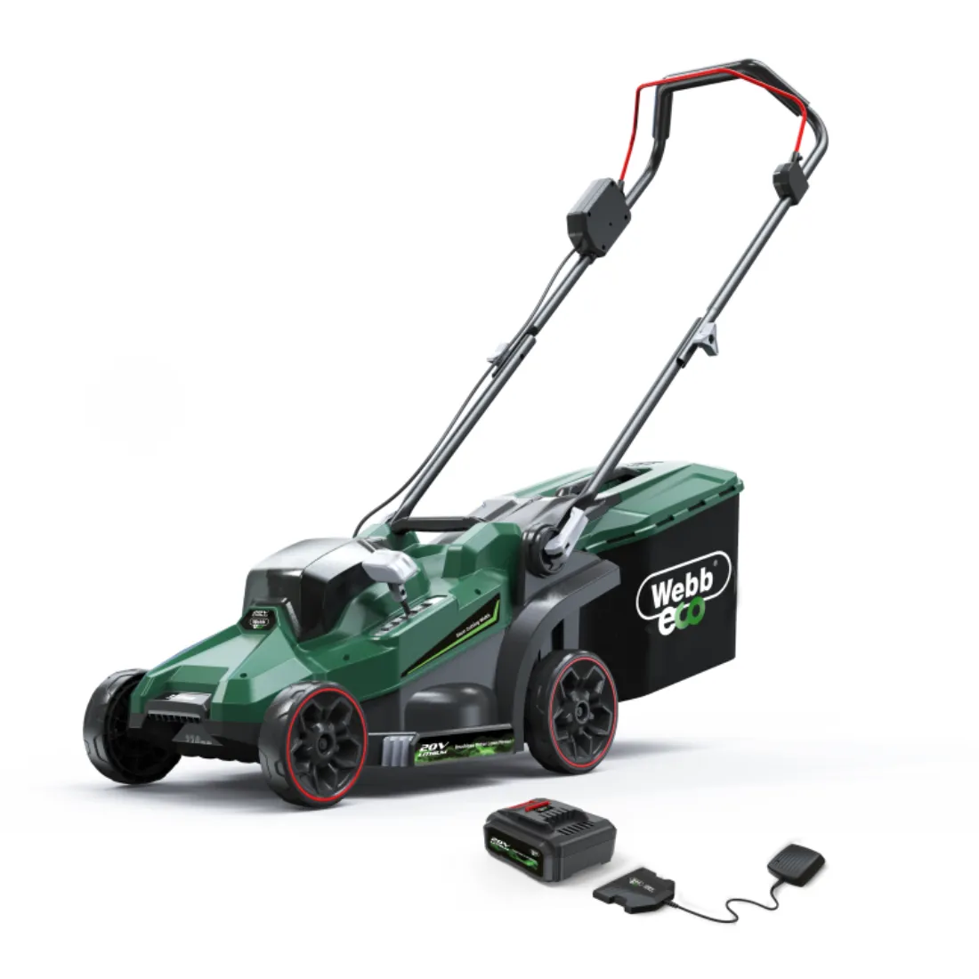 Webb Eco 20V 33cm Cordless Rotary Lawnmower inc 4Ah Battery & Charger