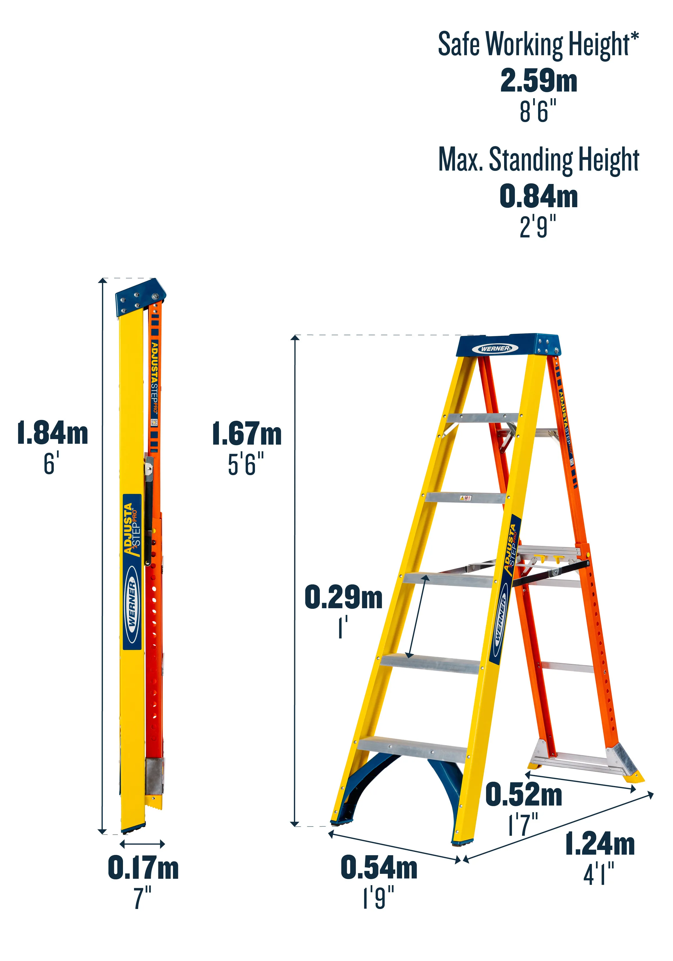 AdjustaStep Fibreglass Stepladder