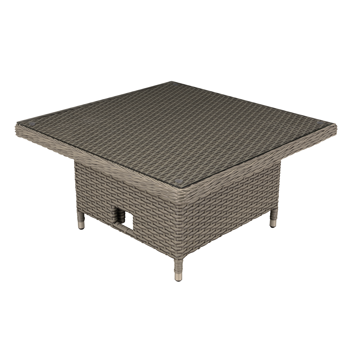 Dellonda Chester Rattan Wicker Adjustable-Height Outdoor Dining Table