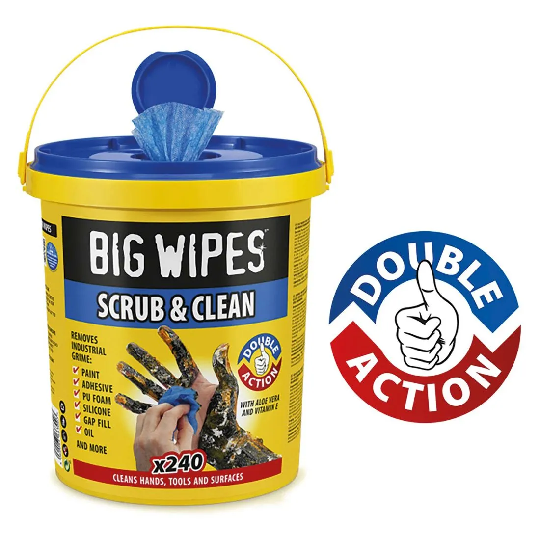 Big Wipes Scrub and Clean Wipe 240 Bucket