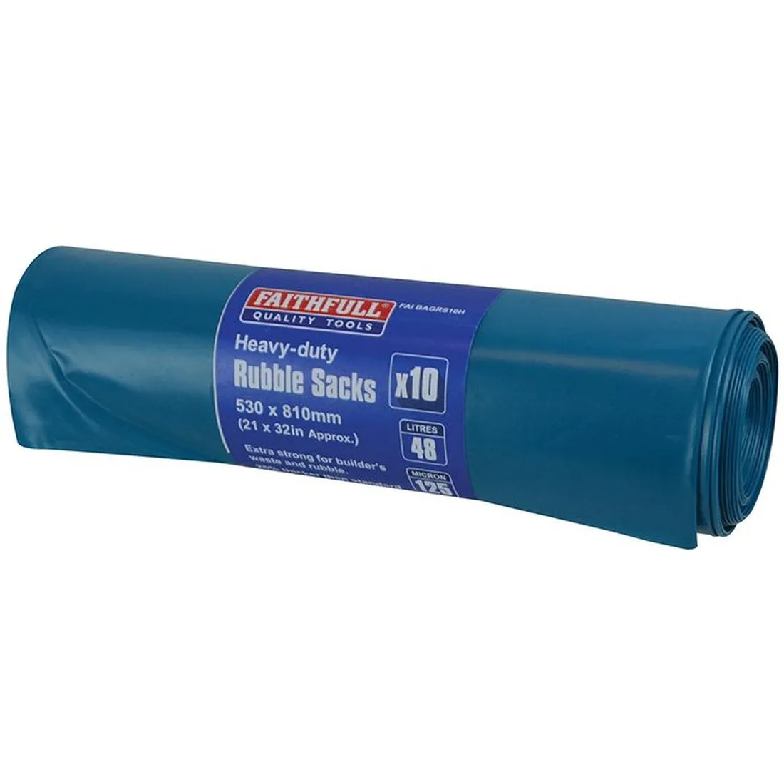 Faithfull Blue Heavy-Duty Rubble Sacks (Roll 10)