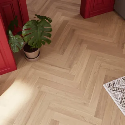 Lulea Herringbone Natural Oak Effect Oak Solid Wood Flooring 0.864m²