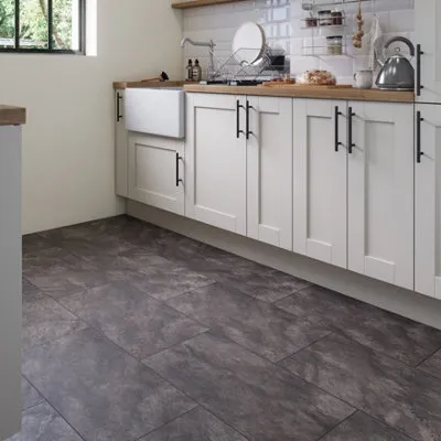 Slate Black Stone Design Tile Effect Laminate Flooring 2.53m²