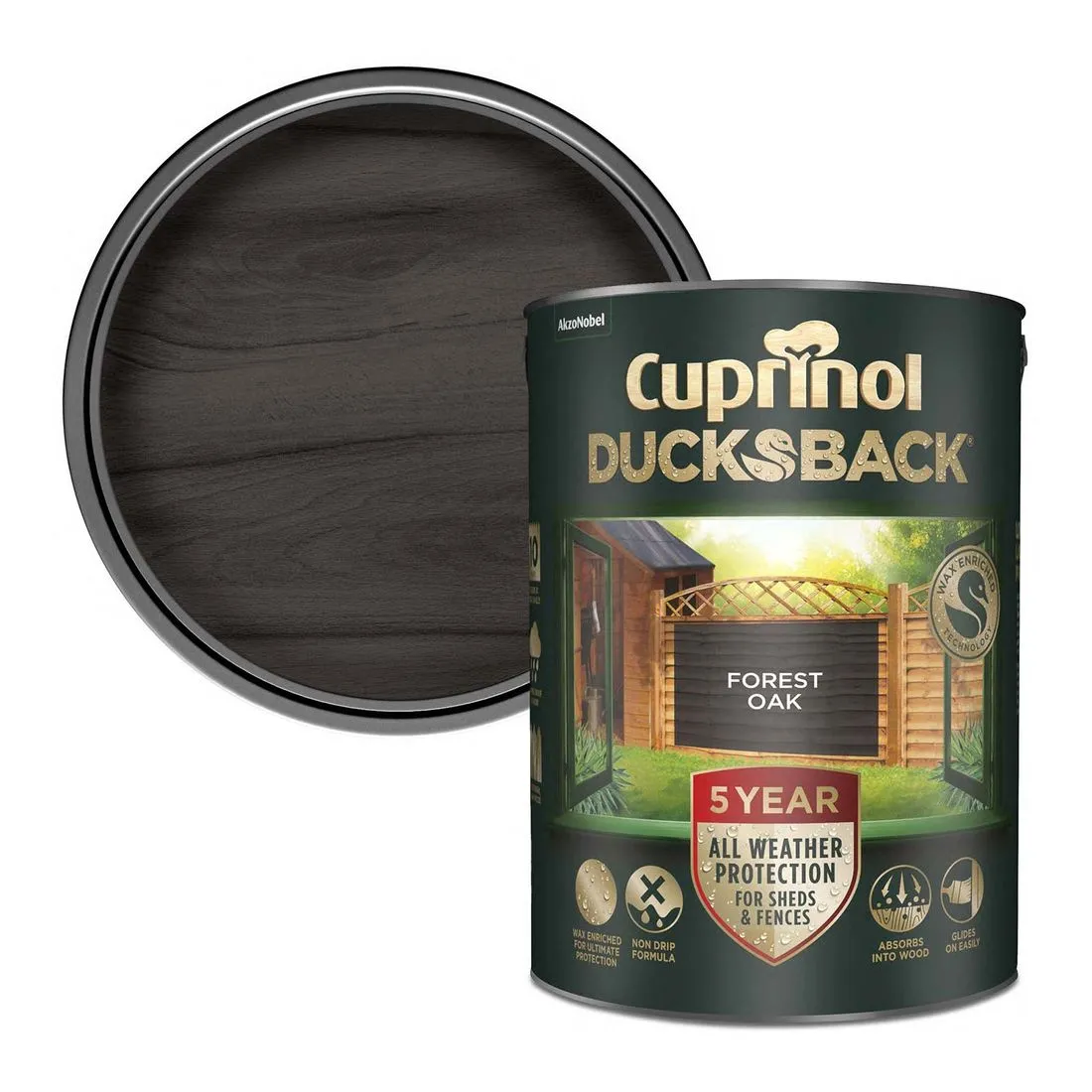 Cuprinol 5 Year Ducksback Forest Oak Shed & Fence Treatment Wood Paint 5L
