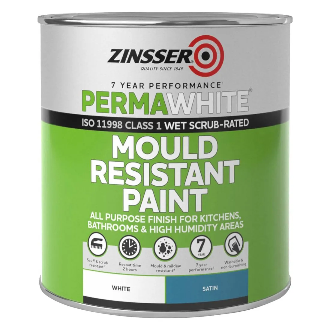 Zinsser Perma-White Mould Resistant Paint Satin 1L