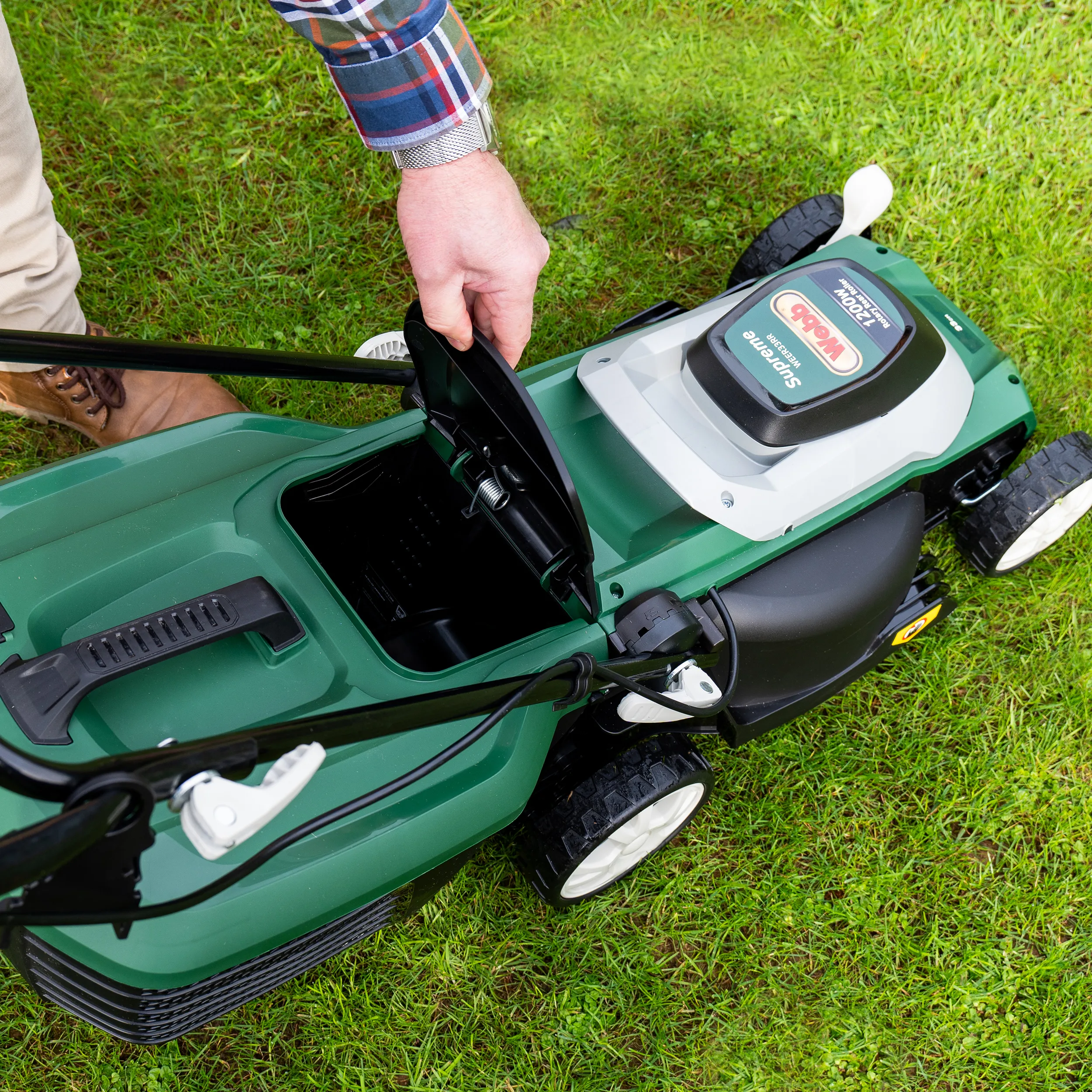Webb Supreme 33cm Electric Rotary Lawnmower with Rear Roller